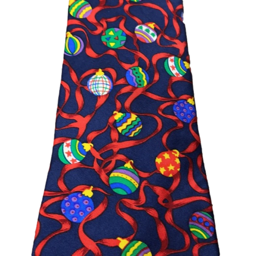 Silk Alynn Tie Christmas Ornaments Blue Muti-color Necktie